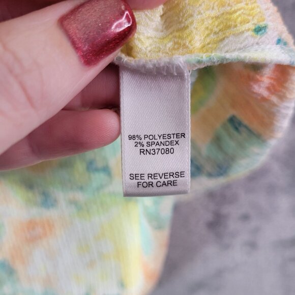 Casio Womens XL Lemon Print Off Shoulder Ruffle Blouse Summer Resort‎ Vacation - Picture 9 of 10